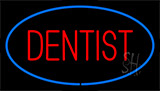 Red Dentist Blue Border Neon Sign