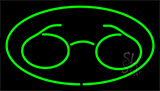 Glasses Logo Green Neon Sign