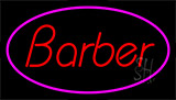 Red Barber With Pink Border Neon Sign