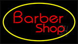 Red Barber Shop Yellow Border Neon Sign
