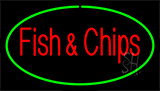 Fish And Chips Green Border Neon Sign