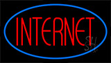 Red Internet Blue Border Neon Sign