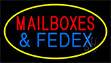 Mail Boxes And Fedex Yellow Neon Sign