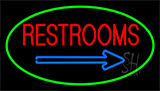 Restrooms Green Border Neon Sign