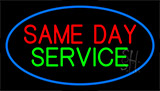 Same Day Service Blue Border Neon Sign