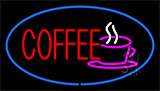 Red Coffee Blue Border Neon Sign