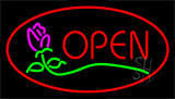 Red Open Rose Neon Sign