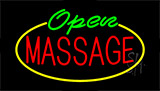 Green Open Massage Yellow Border Animated Neon Sign