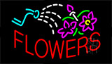Red Flowers With Logo Neon Sign