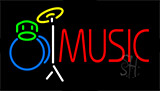 Music With Drum Set Flashing Neon Sign