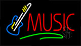 Music With Guitar Animated Neon Sign