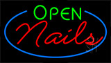 Open Nails Blue Animated Neon Sign