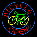Blue Bicycle Open Neon Sign