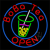 Circle Boba Tea Neon Sign