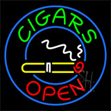 Green Cigars Open Neon Sign