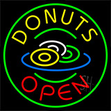 Red Donuts Open Neon Sign