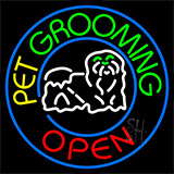 Pet Grooming Open Block Logo Neon Sign