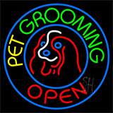 Pet Grooming Open Block Neon Sign