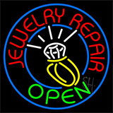 Jewelry Repair Open Green Logo Neon Sign
