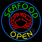 Green Seafood Open Neon Sign