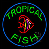 Green Tropical Fish Block Logo Neon Sign