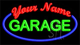 Custom Green Garage Blue Border Animated Neon Sign