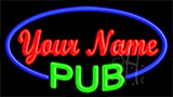 Custom Green Pub Blue Border Animated Neon Sign