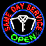 Same Day Service Open Neon Sign