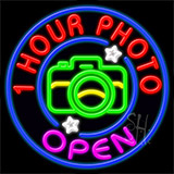 1 Hour Photo Open Neon Sign