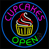 Cupcakes Open With Circle Neon Sign