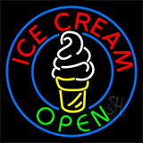 Ice Cream With Logo In Between Neon Sign