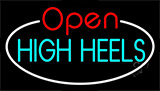 High Heels Open With White Border Neon Sign