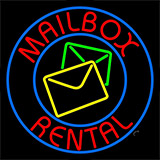 Mail Box Rental Blue Circle Neon Sign