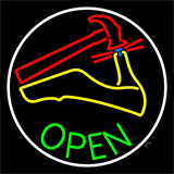 Sandal Repair Logo Open Neon Sign