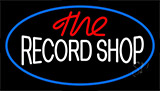 The Record Shop Block Blue Border Neon Sign