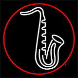 White Saxophone Red Border 1 Neon Sign