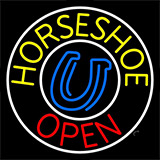 Yellow Horseshoe Open Neon Sign