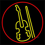 Yellow Violin Logo Red Border Neon Sign