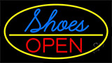 Blue Cursive Shoes Open Neon Sign
