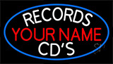 Custom Records Cds White Border Blue Neon Sign