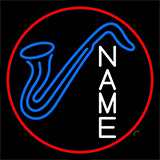 Custom Saxophone Logo Red Border Neon Sign