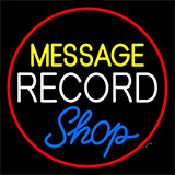 Custom White Record Blue Shop Red Border Neon Sign