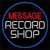 Custom White Record Shop With Blue Border Neon Sign