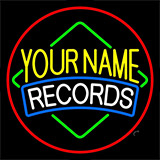 Custom White Records Red Border Neon Sign
