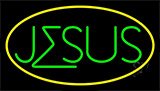 Green Jesus Yellow Border Neon Sign