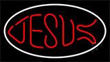 Jesus White Border Neon Sign