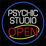 Psychic Studio Red Open Blue Border Neon Sign