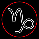 White Capricorn Logo Red Border Neon Sign