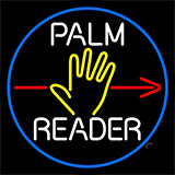 White Palm Reader Red Arrow Blue Border Neon Sign