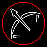 White Sagittarius Logo Red Border Neon Sign